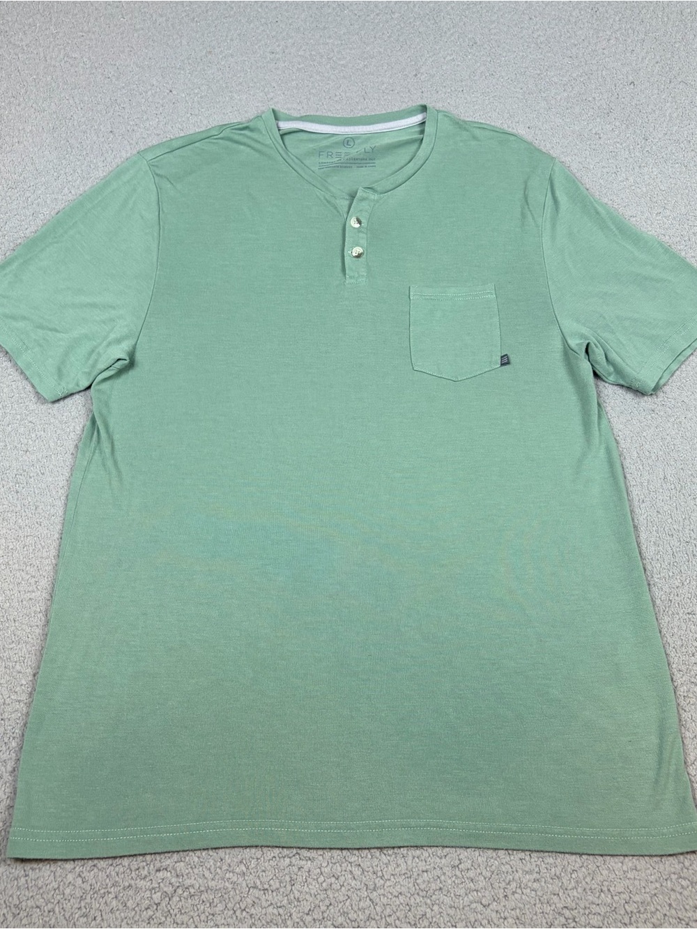 Free Fly Apparel Men's Bamboo Light Mint Henley Pocket Tee